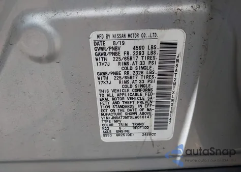 2020 Nissan Rogue Sv Fwd from USA, damaged, VIN JN8AT2MTXLW010147